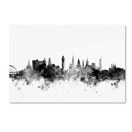 Michael Tompsett 'Glasgow Scotland Skyline B&W' Canvas Art,12x19